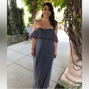 Off the shoulder gray chiffon dress